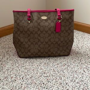 Tan and Pink Coach Purse